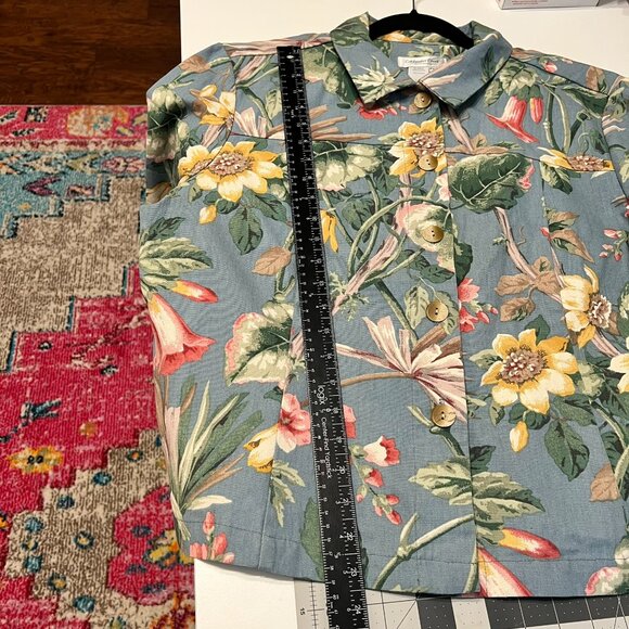 COLDWATER CREEK Blue Floral Hip-Length Jacket (PXL) OMG – SUPER CUTE!‎ (NWOT) - Picture 8 of 9